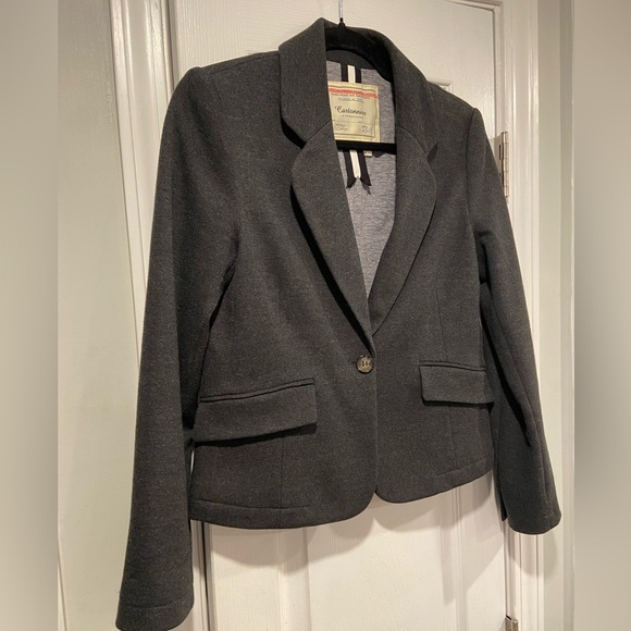 Cartonnier Anthropologie Gray Cotton Blend Everyday Blazer Button Front Size 2 - Picture 5 of 12